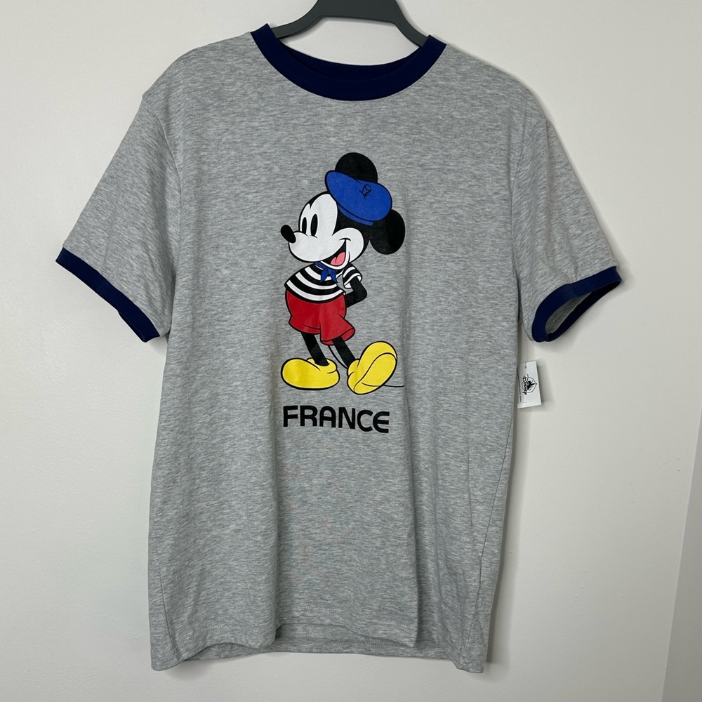 NEW Disney Gray Mickey Mouse Tee with Blue and Red Accents
